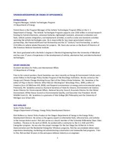 Environment / Electric Transportation Engineering Corporation / Electric vehicle / David B. Sandalow / United States Department of Energy / FreedomCAR and Vehicle Technologies / Hydrogen vehicle / California Energy Commission / Clean Cities / Energy in the United States / Energy / Technology