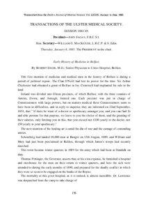 Transcribed from the Dublin Journal of Medical Science, Vol. LXXIX, January to June, [removed]TRANSACTIONS OF THE ULSTER MEDICAL SOCIETY.