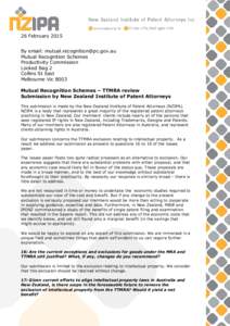 Submission 12 - New Zealand Institute of Patent Attorneys - Mutual Recognition Schemes - Commissioned study