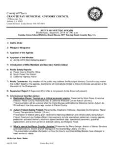 County of Placer GRANITE BAY MUNICIPAL ADVISORY COUNCIL 175 Fulweiler Ave Auburn, CA[removed]County Contact: Linda Brown[removed]