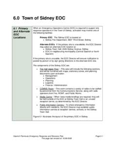 6.0 Town of Sidney EOC 6.1 Primary and Alternate EOC Locations
