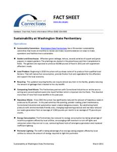 FACT SHEET www.doc.wa.gov Contact: Shari Hall, Public Information Officer[removed]Sustainability at Washington State Penitentiary