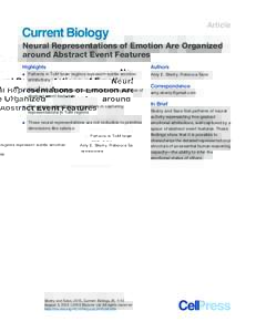 Article  Neural Representations of Emotion Are Organized around Abstract Event Features Highlights d