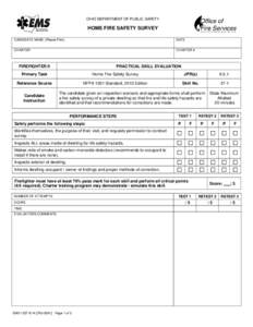 OHIO DEPARTMENT OF PUBLIC SAFETY  HOME FIRE SAFETY SURVEY CANDIDATE NAME (Please Print)  DATE