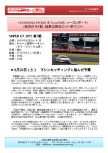 2015年6月吉日 株式会社グッドスマイルカンパニー GOODSMILE RACING ＆ TeamUKYO レースレポート 3 2度目のタイ戦、結果は無念のノーポイント！ SUPER GT 2015 第3戦