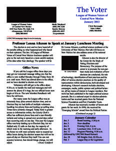 The Voter League of Women Voters of Central New Mexico January 2013 League of Women Voters of Central New Mexico