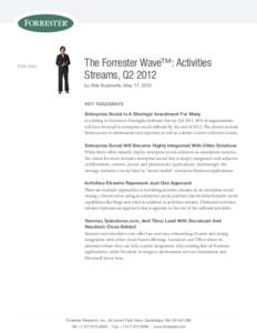 FOR: CIOs  The Forrester Wave™: Activities Streams, Q2 2012 by Rob Koplowitz, May 17, 2012