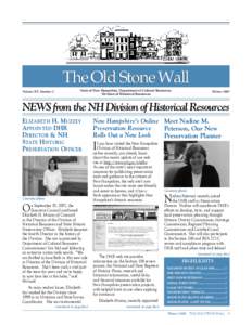 The Old Stone Wall Volume XV, Number 2 State of New Hampshire, Department of Cultural Resources, Division of Historical Resources