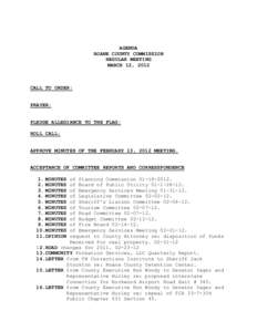 AGENDA ROANE COUNTY COMMISSION REGULAR MEETING MARCH 12, 2012  CALL TO ORDER: