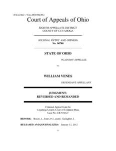 [Cite as State v. Venes, 2012-Ohio[removed]Court of Appeals of Ohio EIGHTH APPELLATE DISTRICT COUNTY OF CUYAHOGA