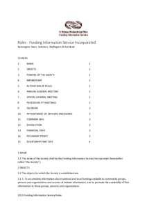 Rules - Funding Information Service Incorporated Kensington Swan, Solicitors, Wellington & Auckland Contents 1