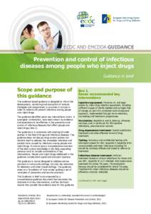 ECDC AND EMCDDA GUIDANCE  Prevention and control of infectious diseases among people who inject drugs Guidance in brief