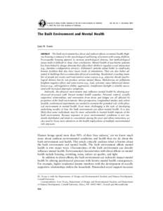 Journal of Urban Health: Bulletin of the New York Academy of Medicine  2003 The New York Academy of Medicine Vol. 80, No. 4, December[removed]The Built Environment and Mental Health