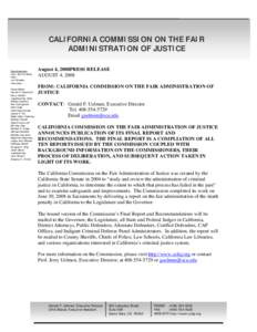 CALIFORNIA COMMISSION ON THE FAIR ADMINISTRATION OF JUSTICE Commissioners John Van De Kamp, Chair