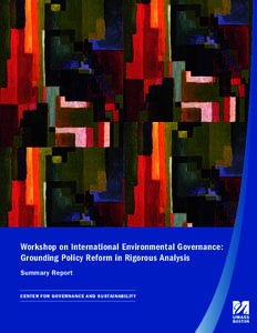 Workshop on International Environmental Governance: Grounding Policy Reform in Rigorous Analysis Summary Report CENTER FOR GOVERNANCE AND SUSTAINABILITY  CONTENTS