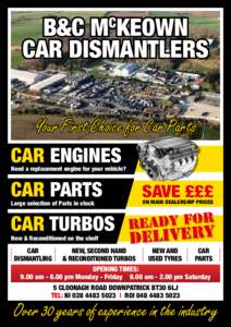 B&C M Keown Car Dismantlers c Your First Choice for Car Parts