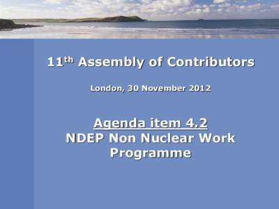 11th Assembly of Contributors London, 30 November 2012 Agenda item 4.2 NDEP Non Nuclear Work Programme