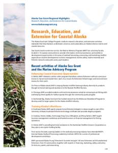 Alaska Sea Grant Regional Highlights  Research, Education, and Extension for Coastal Alaska www.alaskaseagrant.org