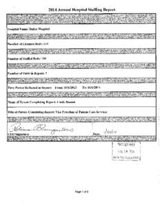 2014 Annual Butler Hospital Staffing Report Patient Care Unit Name: Delmonico 1A Specialty Service (i.e., orthopedics, oncology): Substance Abuse Unit