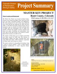 Colorado Division of Reclamation, Mining & Safety MASTER KEY PROJECT Routt County, Colorado