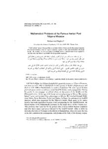 HISTORIA MATHEMATICA),ARTICLE NO. HM962144 Mathematical Problems of the Famous Iranian Poet  Naser-e Khosrow