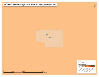 ´  2013 Total Population by Census Block for Avoca, Nebraska Area 525