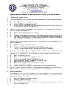 Department of Commerce  COMMONW EALTH OF THE NORTHERN MARIANA ISLANDS Caller BoxCK, Saipan, MPTelephone: (3000 Fax: (Email: 