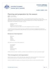 SPORTS OFFICIAL An online magazine for officials VOLUME 8 NUMBERPlanning and preparation for the season