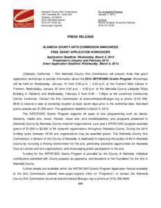 Alameda County Arts Commission 1401 Lakeside Dr., Suite 603 Oakland, CA[removed]9646 phone[removed]fax www.acgov.org/arts