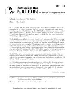 Bulletin 01-U-1: Introduction of TSP Bulletins