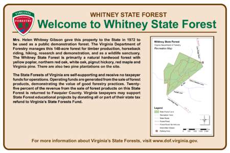 WHITNEY STATE FOREST  Welcome to Whitney State Forest Whitney State Forest  nt