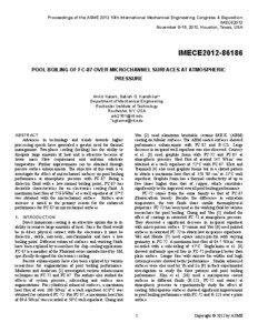 Proceedings of the ASME 2012 10th International Mechanical Engineering Congress & Exposition IMECE2012 November 9-15, 2012, Houston, Texas, USA