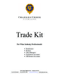 Trade Kit For Wine Industry Professionals •