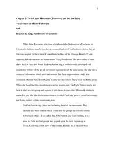 1  Chapter 3: Three-Layer Movements, Resources, and the Tea Party Tina Fetner, McMaster University and Brayden G. King, Northwestern University