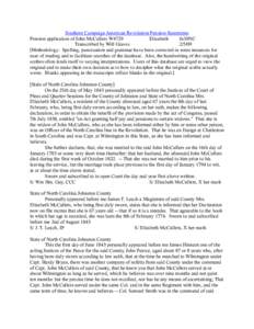 Southern Campaign American Revolution Pension Statements Pension application of John McCullers W4729 Elizabeth fn30NC Transcribed by Will Graves[removed]