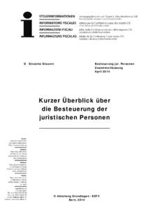 Kurzer Überblick über die Besteuerung der juristischen Personen