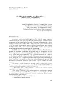 El plomo escrito del Tos Pelat (Moncada, Valencia)