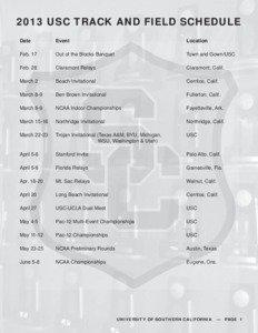 2013 USC TRACK AND FIELD SCHEDULE Date