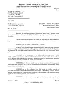 Supreme Court of the State of New York Appellate Division: Second Judicial Department M183734 E/mv REINALDO E. RIVERA, J.P. SYLVIA O. HINDS-RADIX