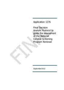 Application 1276 Final Decision Analytic Protocol to guide the assessment of the National Cervical Screening