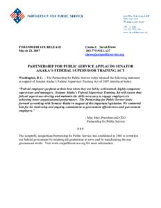 Daniel Akaka / Hawaii / Politics of the United States / Government / Civil service in the United States / Partnership for Public Service / Supervisor