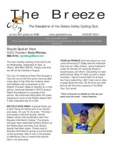 The  Breeze The Newsletter of the Goleta Valley Cycling Club po box 1547 goleta ca 93116