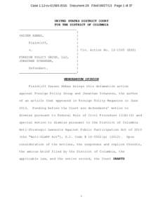 Case 1:12-cv[removed]EGS Document 28 Filed[removed]Page 1 of 37  UNITED STATES DISTRICT COURT FOR THE DISTRICT OF COLUMBIA  YASSER ABBAS,