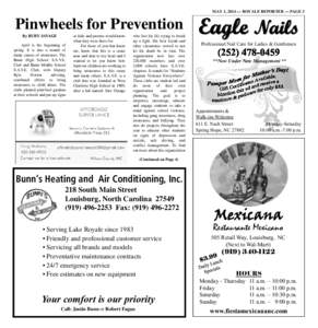 MAY 1, 2014 — ROYALE REPORTER — PAGE 3  Pinwheels for Prevention By RUBY SAVAGE April is the beginning of spring. It is also a month of