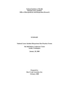 National Institutes of Health / Bioinformatics / CaBIG / Oncology / Office of Biorepositories and Biospecimen Research / Biorepository / Biobank / National Cancer Institute / Cancer and Leukemia Group B / Medicine / Cancer organizations / Cancer research