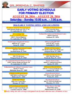 EARLY VOTING DATES, HOURS, AND SITES