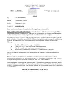 ADMINISTRATOR=S OFFICE 301 N. Main Street ~ Adrian, MI[removed]www.lenawee.mi.us MARTIN D. MARSHALL County Administrator