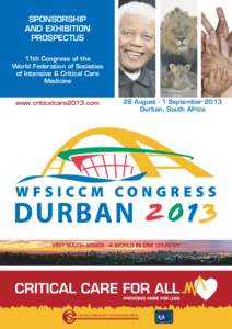 SPONSORSHIP AND EXHIBITION PROSPECTUS 11th Congress of the World Federation of Societies of Intensive & Critical Care