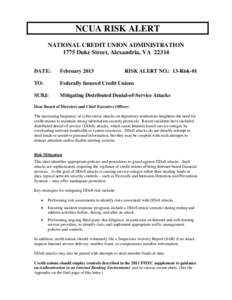 NCUA LETTER TO CREDIT UNIONS