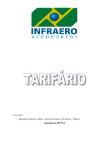 Atualizações:  Alteração do Adicional Tarifário – Tarifa de Embarque Internacional – Tabela 3. Atualizado em ABR/2015
